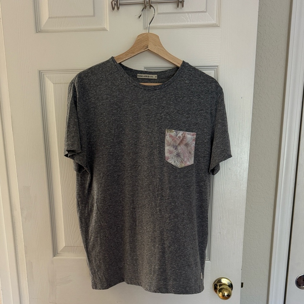 Marine Layer Signature Printed Pocket Ted in Gray with Patterned Pocket